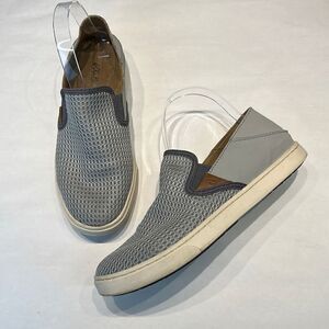 OluKai Loafer Slip On Sneaker Gray Mesh Women’s Size 8.5